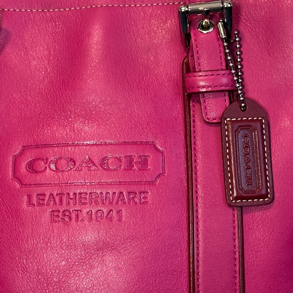 Coach Pink Leather Tote - Picture 6 of 13